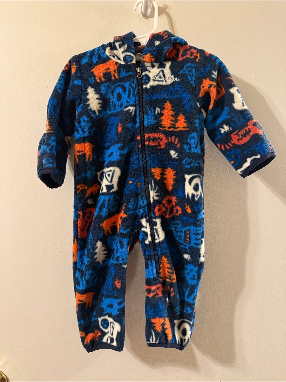 Columbia Navy Blue & Orange Fleece Hooded One-Piece